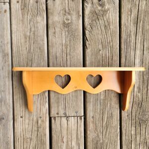 Vintage Wooden Wall Shelf Heart Cutout Cottagecore Farmhouse Decor 18” Rustic
